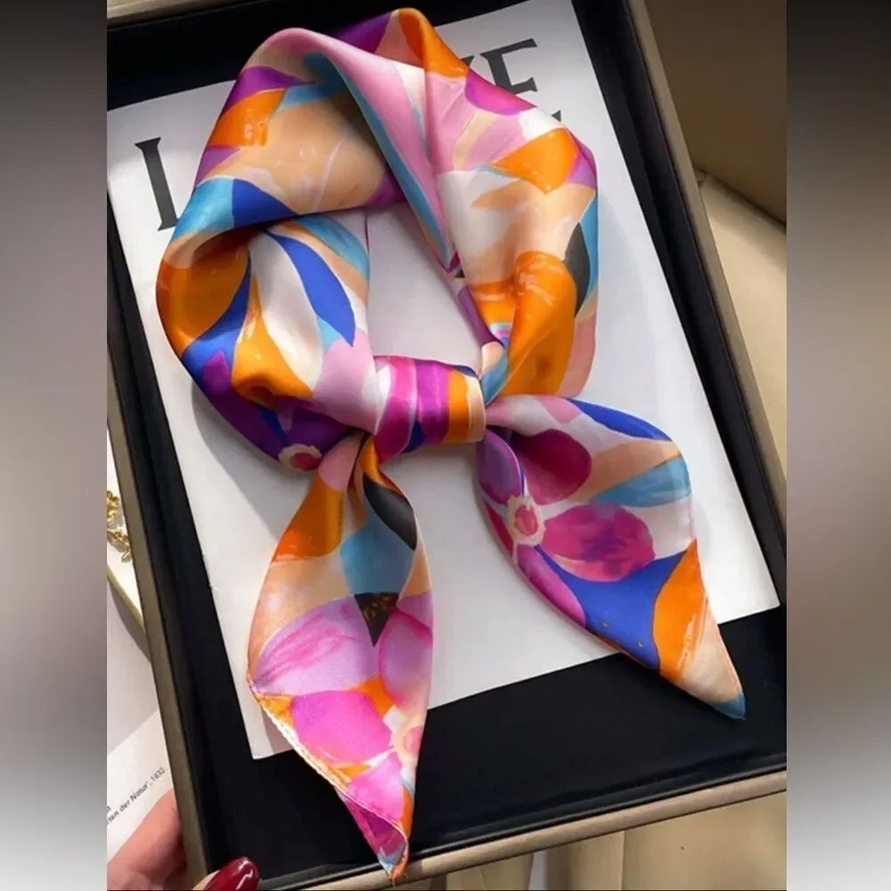 Floral Print Scarf in Pink & Orange A1587